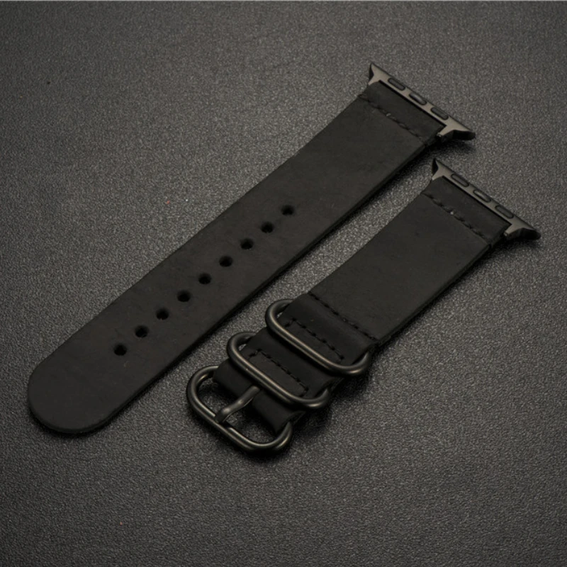 Premium Leather Strap For Apple Watch Ultra 49mm 8 7 45mm 41mm Three Ring Buckle Wristband iWatch 6 5 4 3 SE 44mm 42mm 40mm Band