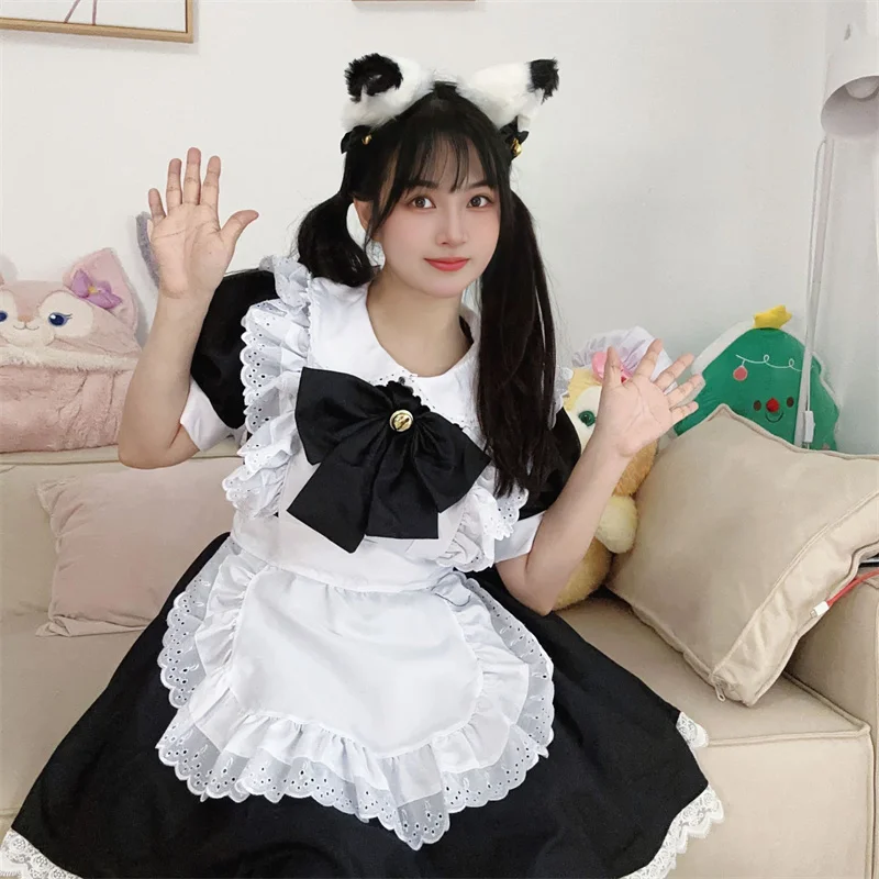 

Kawaii Girl Masquerade Party Cosplay Fancy Outfit Sexy Maid Dress Black and White Lace Lolita Uniform Fashion Bunny Skirt Suit