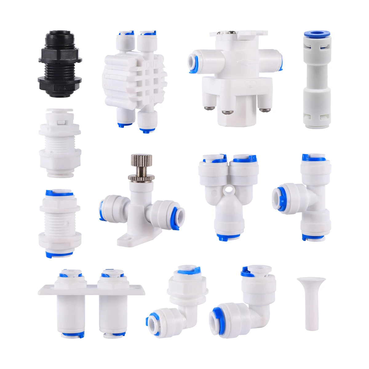 

1/4" Pipe Straight Elbow Check Ball Valve Adapter Pressure Reducing Regulator Valve Home 2/4-Way Flow Control Valve Purify Water