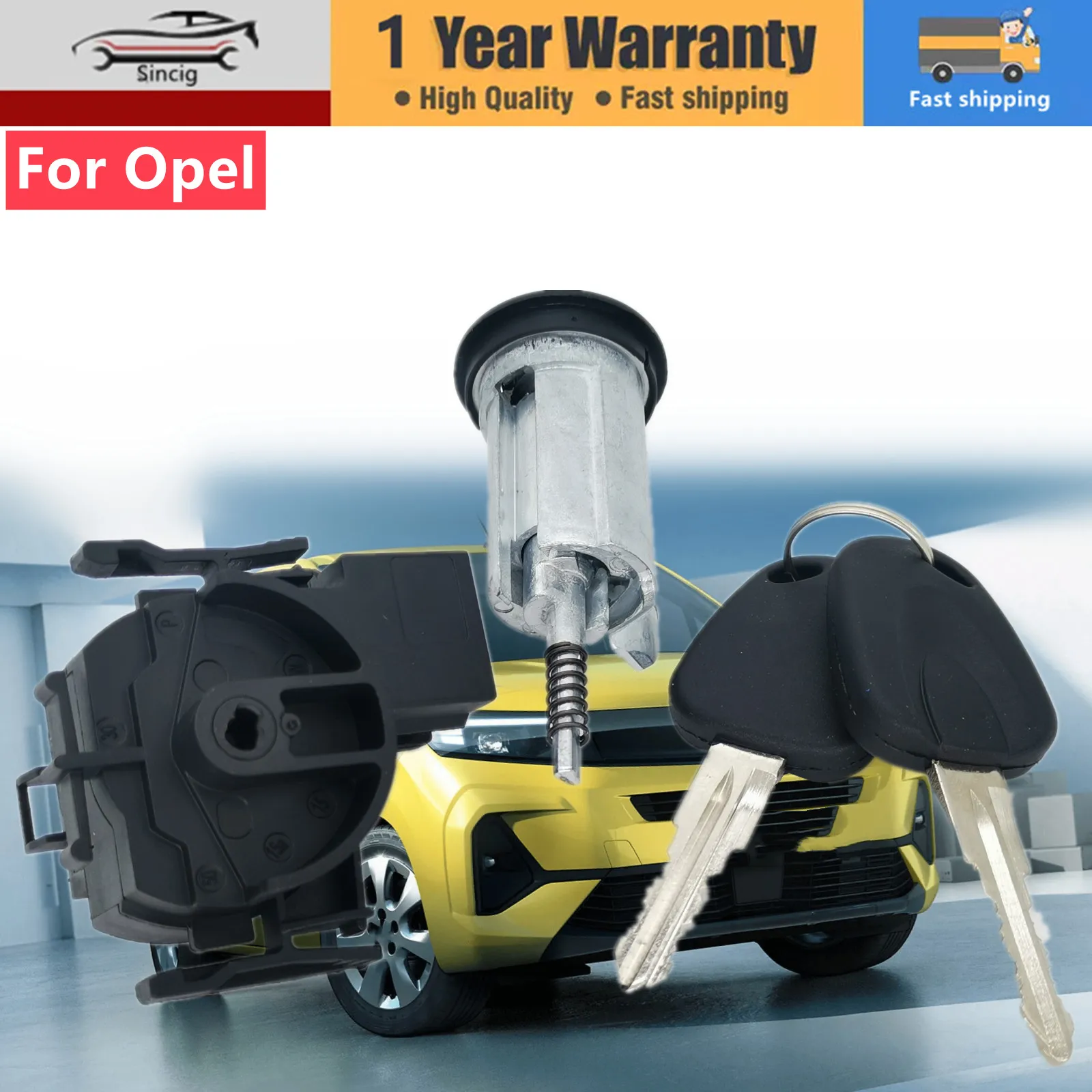 ชุดล็อค สวิตช์กุญแจ ล็อคประตู กระบอกล็อค สำหรับรถยนต์ Opel Combo C Meriva-A Corsa-C Tigra-B 9115863 0914861 914861 09115863 1