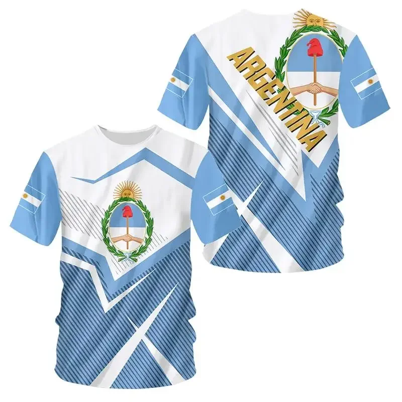 Argentina Flag Jersey Summer Men Oversize Argentina Football Magliette Manica Corta Argentina Football Shirt Dropship Kid100-6Xl