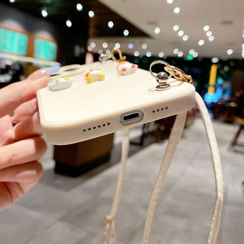 Cute Silicone Phone Case For Iphone With Animal Cartoon Lanyard_voghion.com