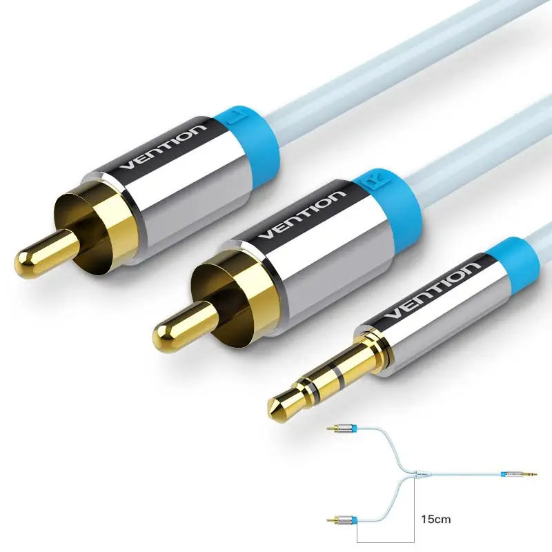 VENTION 3.5mm Male to 2RCA Male オーディオケーブル 5m グリーン BC-1061 Vention 3.5MM Male to 2-Male RCA Adapter Cable 1.5M Black