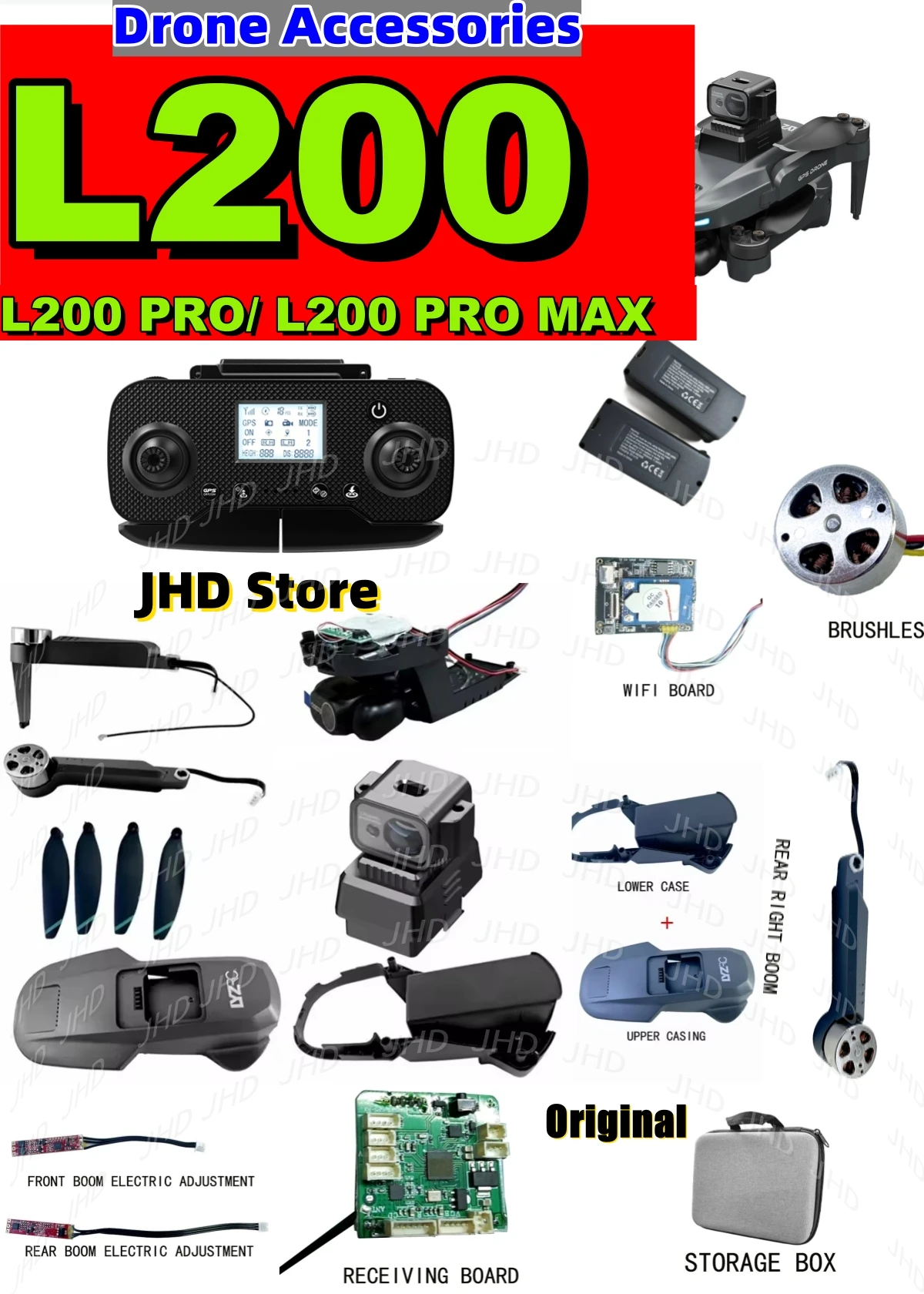 JHD For LYZRC L200 PRO MAX Drone Body Arm Propeller GPS WiFi Board Main Board Motor ESC etc RC L200 PRO Max Spare Parts