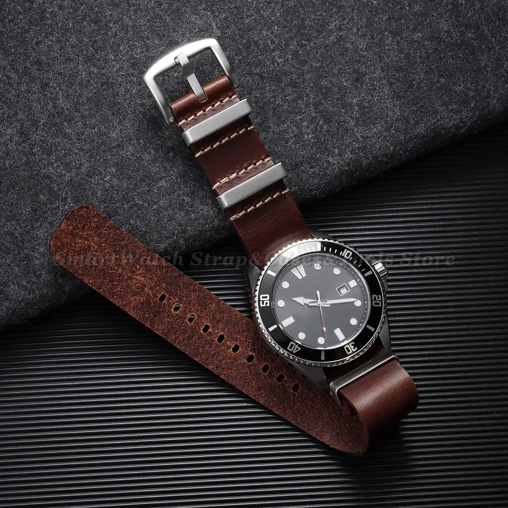 Premium Retro Genuine Leather Watch Strap - Men’s Replacement Wristband