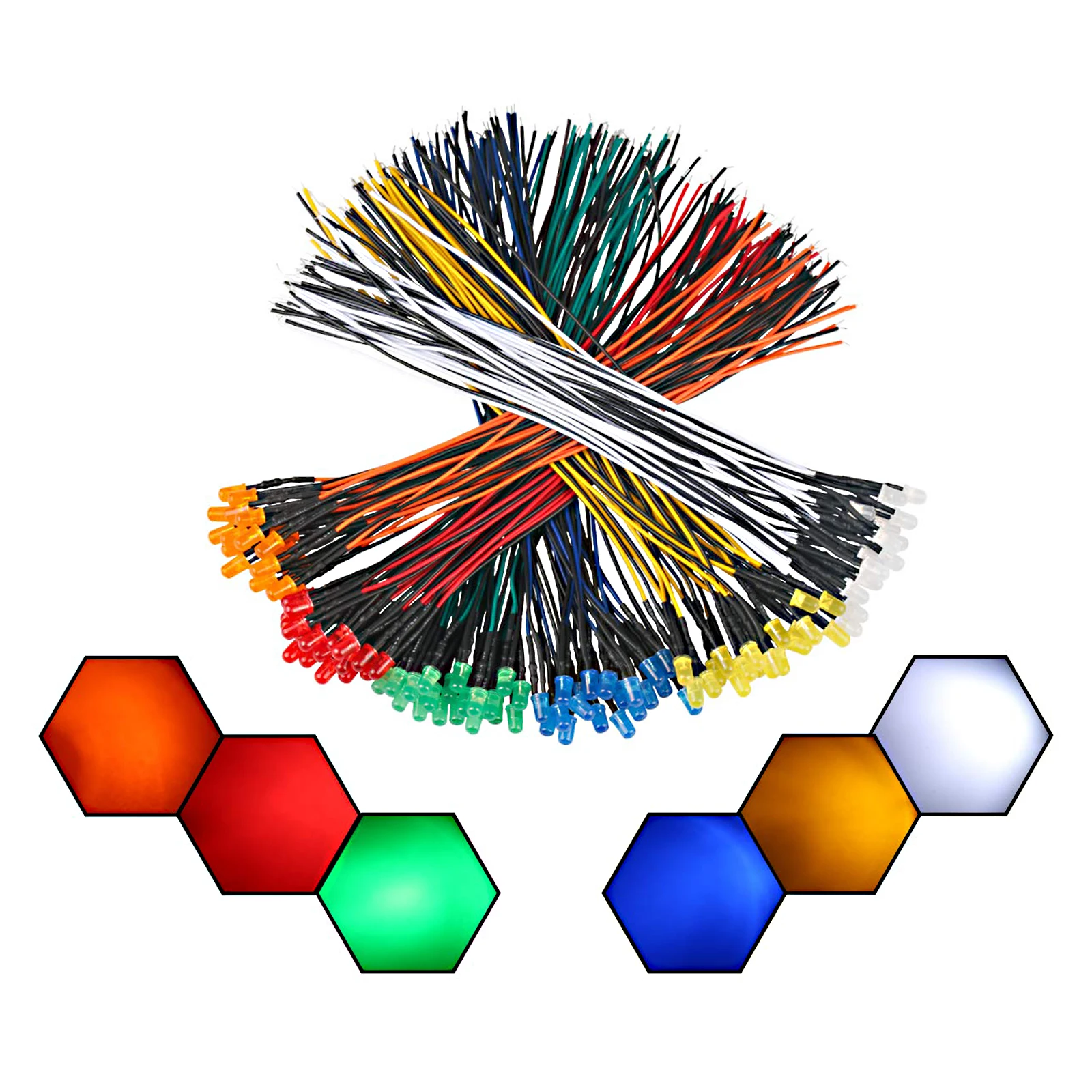 25pcs Prewired Led Diode Lights 12v Fast Slow Flash RGB Emitting Diodes 5mm Lamp DIY Projects White Red Green Blue Orange Yellow led light kit led lamp beads led bulb