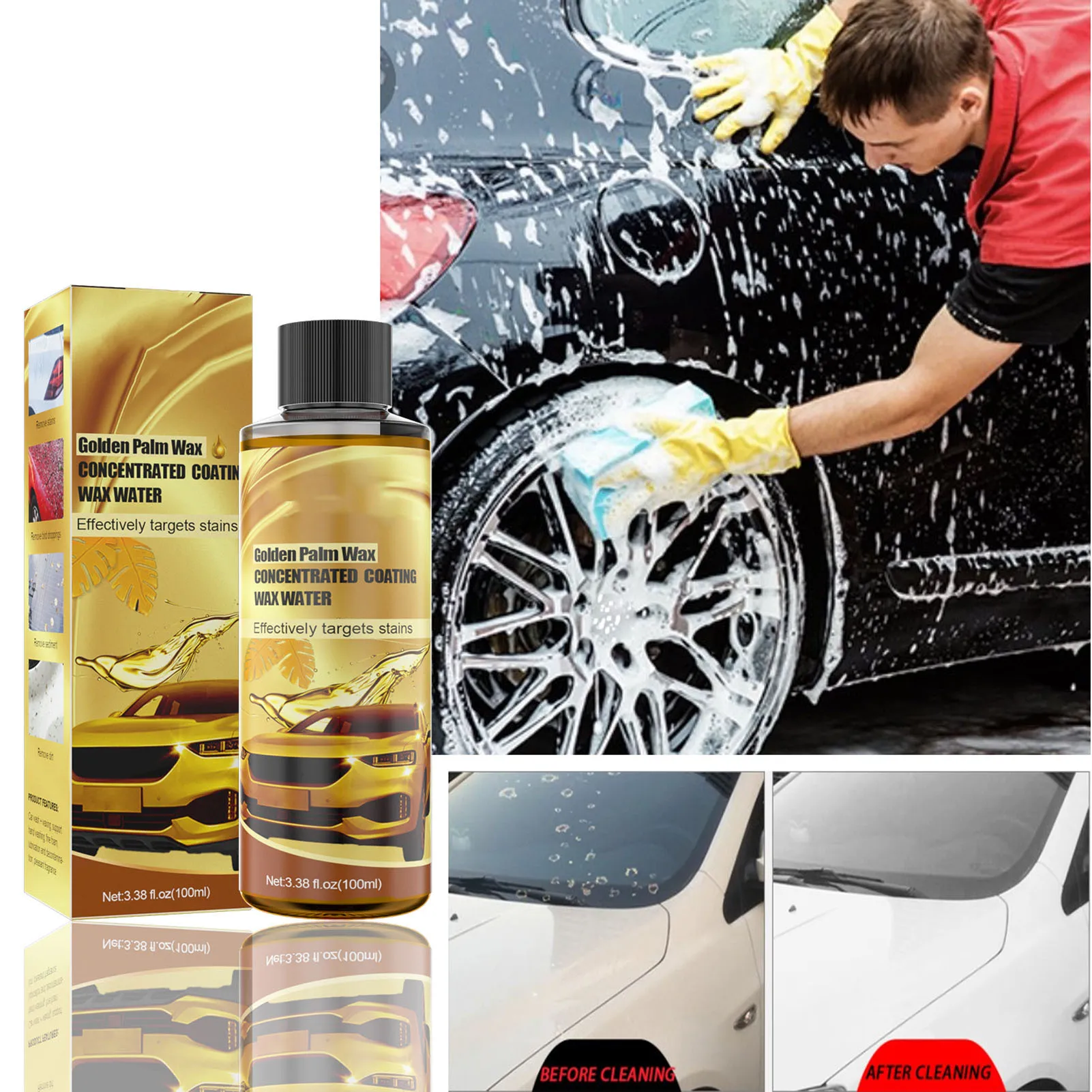 

2021 золотой воск для мойки автомобиля Carnauba, Многоцелевой Очиститель пены для автомобиля, средство для полировки, стойкое средство для очистки автомобиля