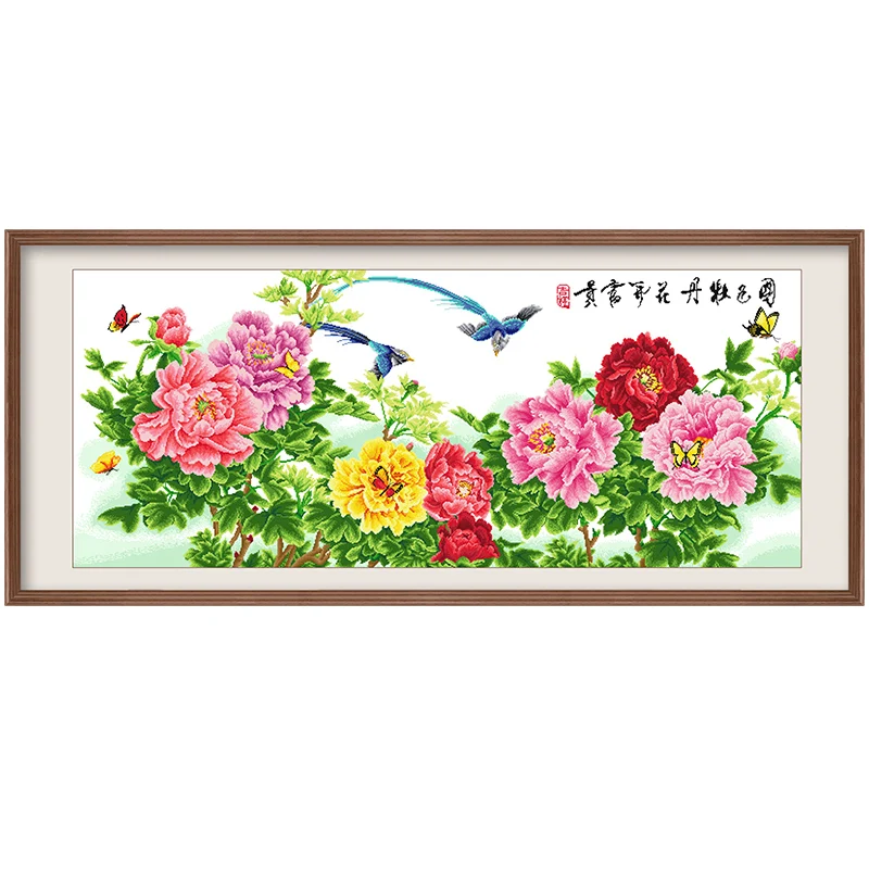 

DIY Pre-Printed Embroidery Set, Chinese Style, Peony Flower Pattern, Art Home Decoration, Cross Stitch Kits, Christmas Gift