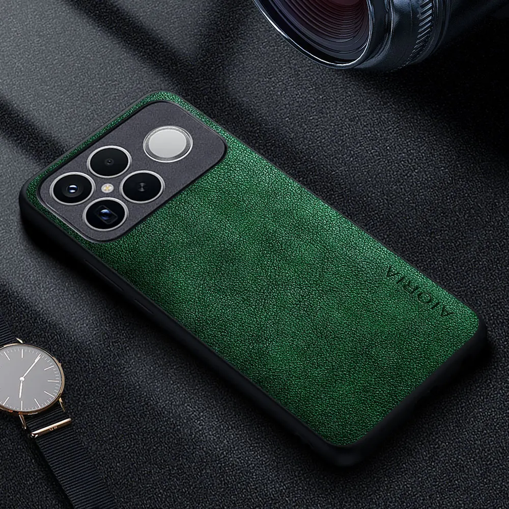 Premium Luxury Leather Retro Business Style Solid Color Phone Case