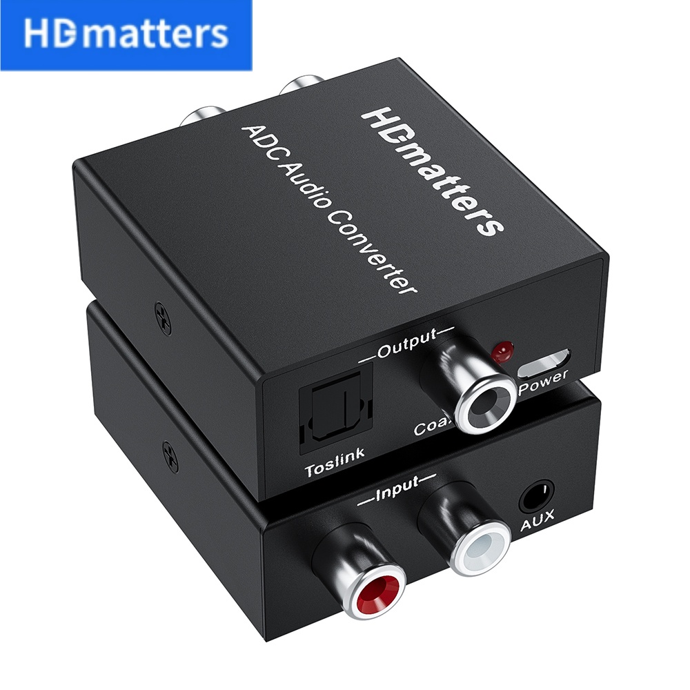 Analog to Digital Audio converter ADC 3.5mm Aux+L/R RCA to Toslink/coaxial Digital Audio converter Stereo Audio to Digital Audio
