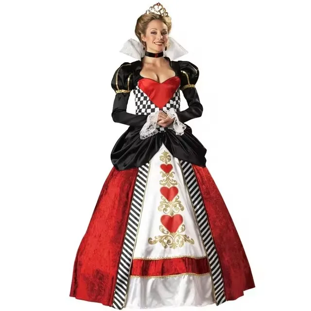 Alice in wonderland red queen of hearts costumes for women costume Sexy Royal Cosplay Clothing Women Halloween Fancy Dress