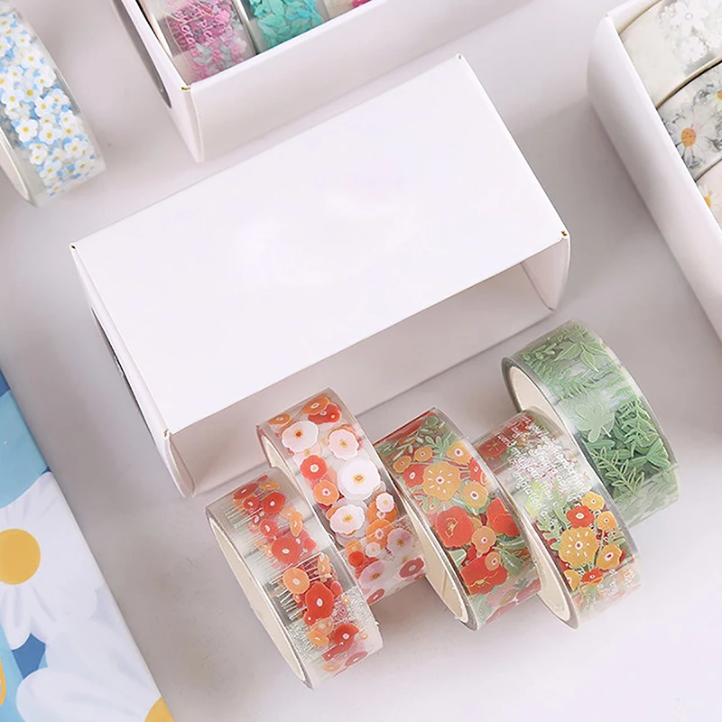 5Roll Email Stickers Kawaii Transparent Sticker Tape DIY Decorative Material Tape Sketchbook Stickers School Supplies Stationery