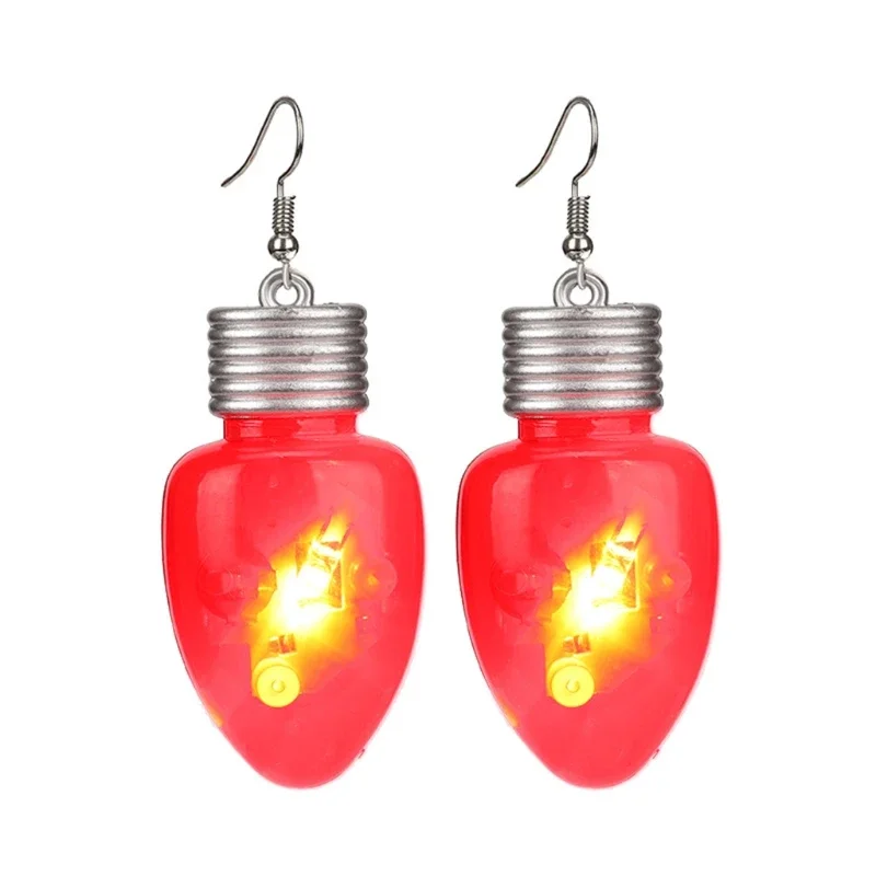 LED Christmas Earrings Glowing Light Up Earrings Santa Reindeer Snowman Christmas Tree Dangle with Lights for Party Women 3