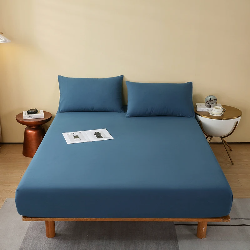 High-Quality Fitted Sheet Cotton Mattress Cover With Elastic Band Bedsheet Solid Color Single Double Full Queen Size Fitsheet