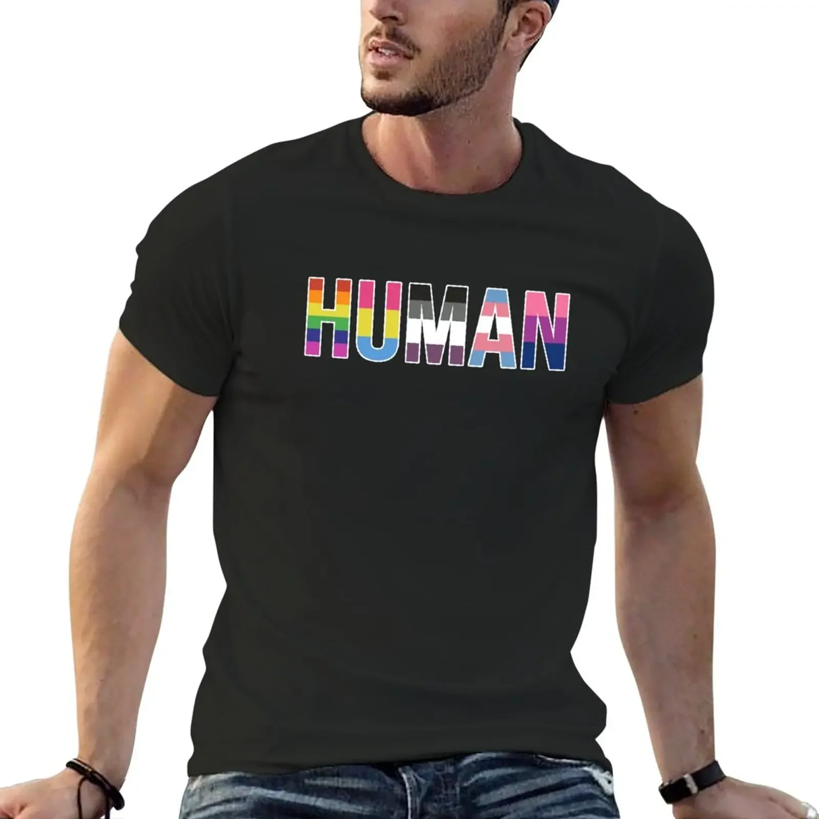

Human LGBT Pride T-Shirt Aesthetic clothing anime fitted t shirts for men