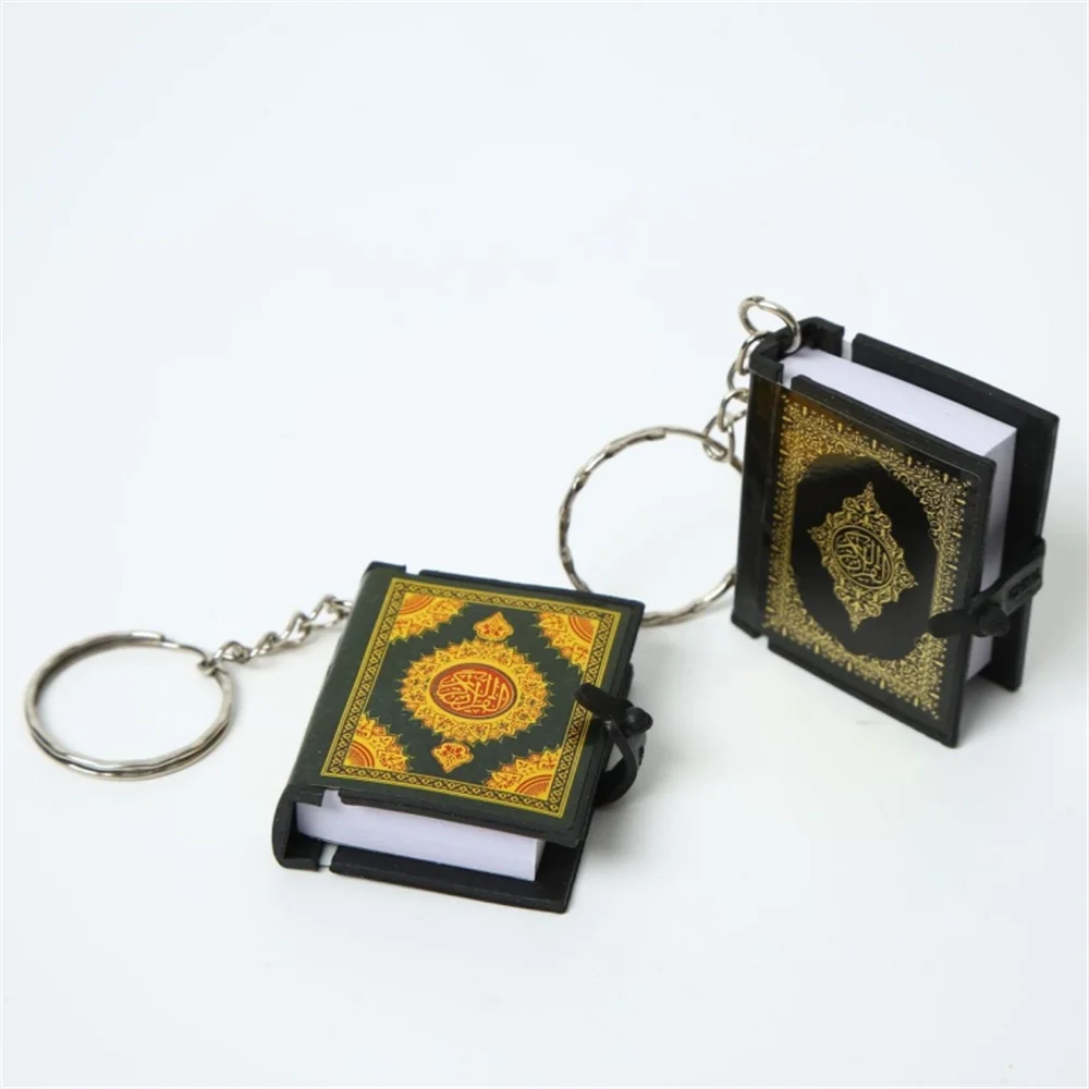 Llavero musulmán de resina, miniarca islámica, Libro del Corán, colgante de papel Real, joyería religiosa, 1 piezas