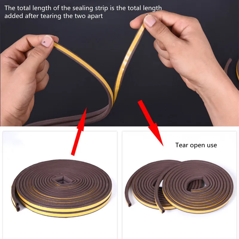 D Type Self-adhesive Door and Window Sealing Strip 5/10 Meters