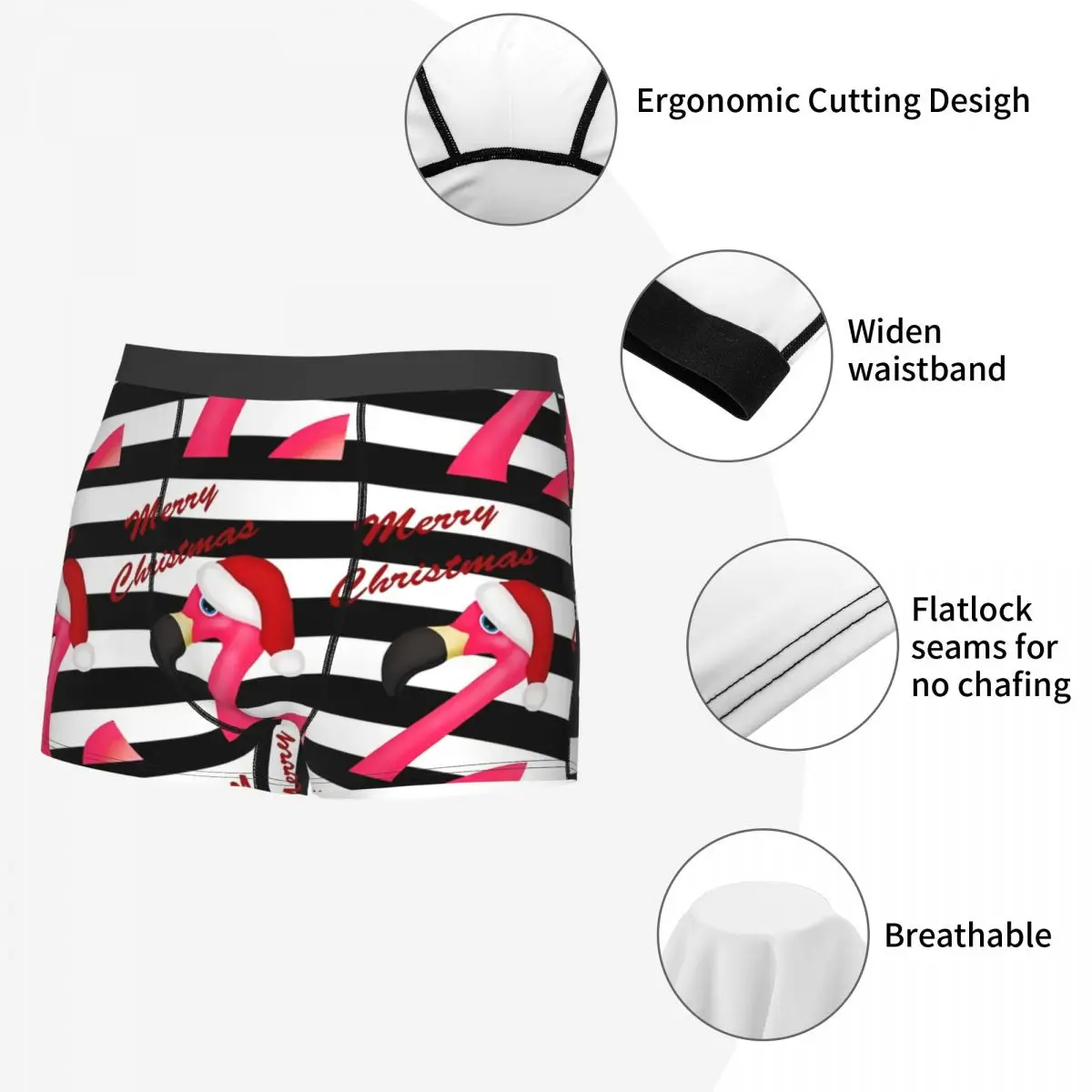 Pink Flamingo Christmas Men Boxer Briefs Highly Breathable Underwear High Quality Print Shorts Birthday Gifts 5