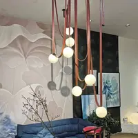 SANDYHA Luminarias Pendent Lights Lustres Chandelier Glass Ball Belt Led Lamp for Bedroom Living Room Lustre Para Sala De Jantar 2