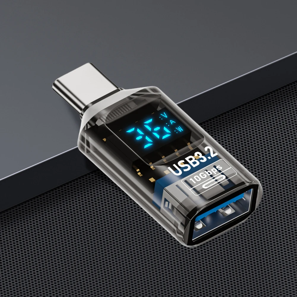 디지털 LED 디스플레이 USB-C 연장기 10Gbps Type-C USB 확장 어댑터 60W 휴대폰 노트북 태블릿용 범용