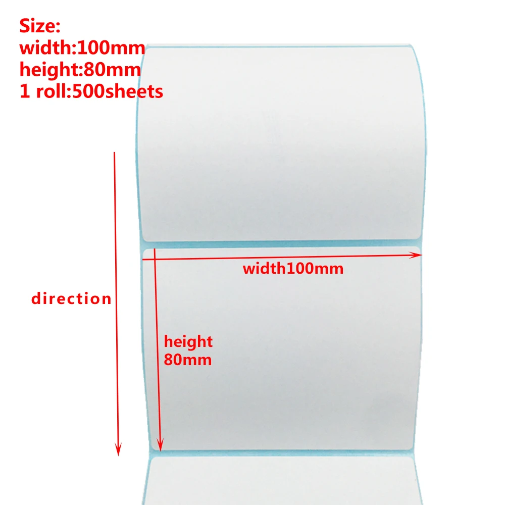 Wide Thermal Label Paper Roll - White Self-Adhesive Stickers