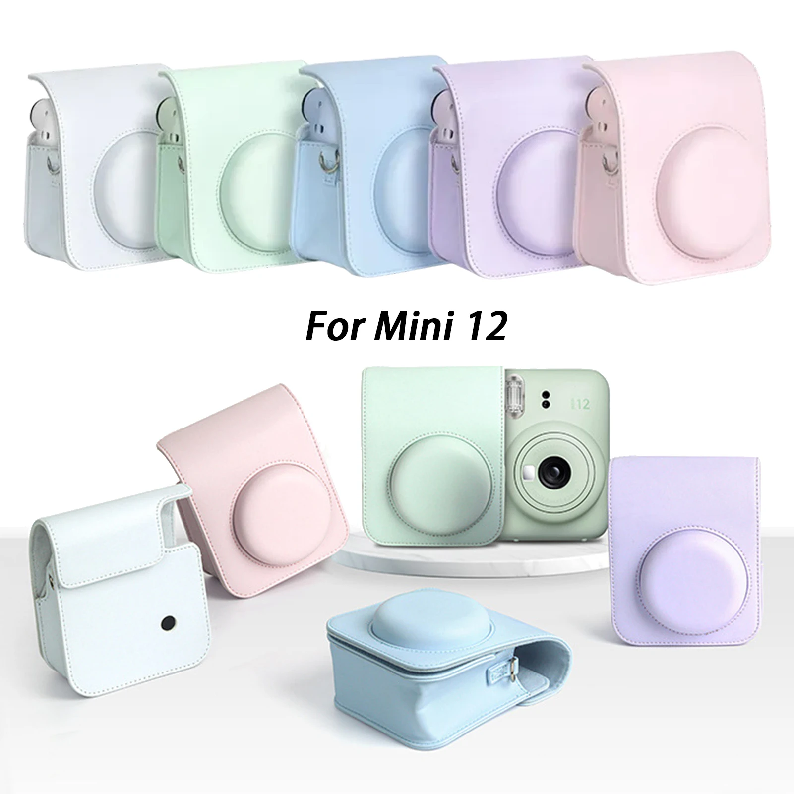 para Nova Fujifilm Instax Mini 12 Câmera de Filme Instantâneo Bolsa de Couro do Plutônio Capa Case Escudo com Alça de Ombro Bolsa da Câmera 2023