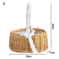 Elegant Willow Rattan Half Moon Woven Basket with Handle - Small Versatile Storage and Picnic Container (Style 2)