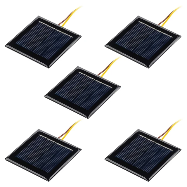 Micro placa Solar fotovoltaica, 5 piezas, 2V, 100Ma, células solares con  cables, placa epoxi, juguetes para proyectos de bricolaje, 54mm x 54mm,  K1KF - AliExpress