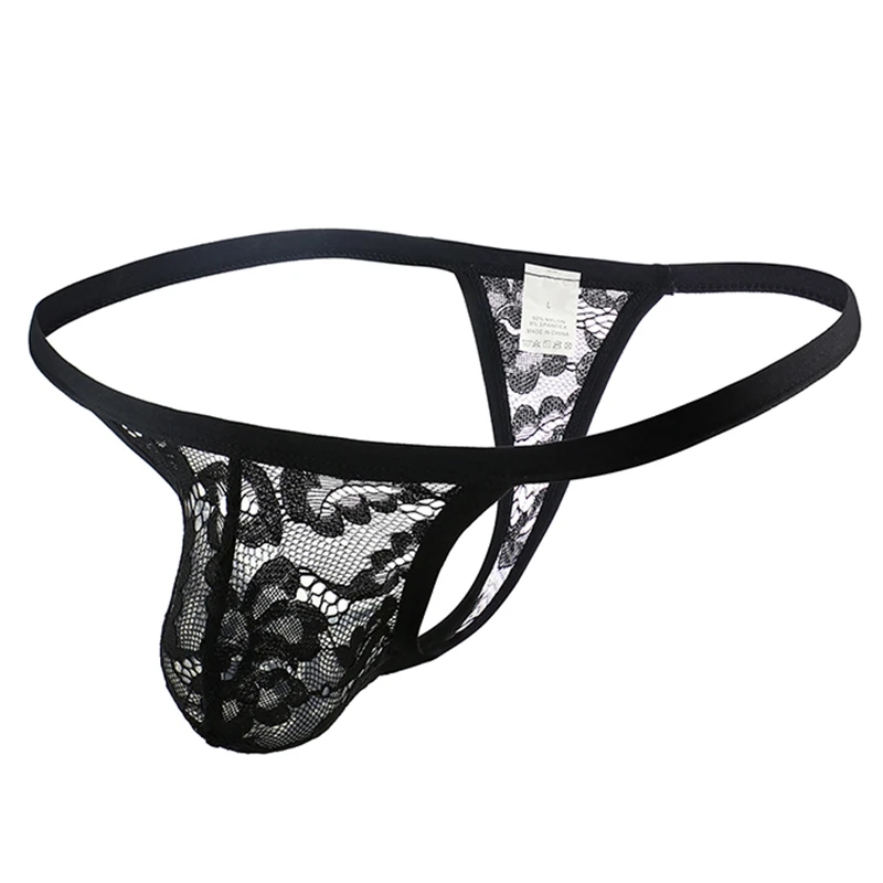 

CLEVER-MENMODE Men's Sexy Sheer Lace Underwear Transparent Floral Mesh Thong Erotic Panties Fetish Sissy Gay Bikini Lingerie