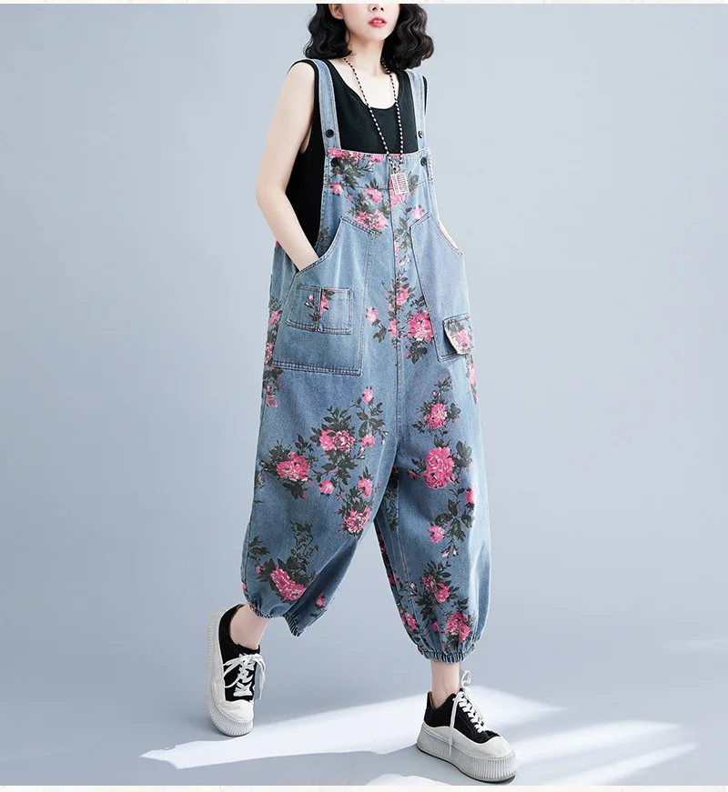 2025 Fashion Reducing Age Denim Jumpsuits for Women Loose Vintage