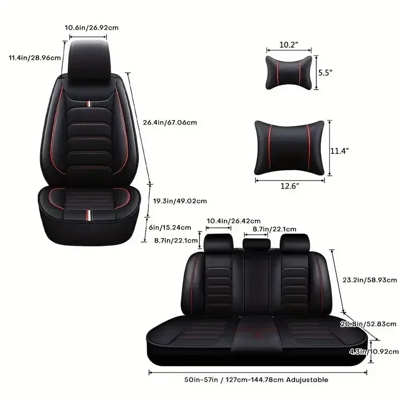 Car Seat Cover Universal 5-Seat Car Seat Covers Faux Leather Full Set Waterproof For All Models