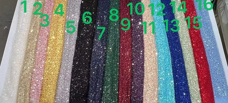 Description Picture 4 of item1yard Price Hot selling pearl sequin fabric mesh gauze stage dress performance dress evening dress wedding dress beaded fabric