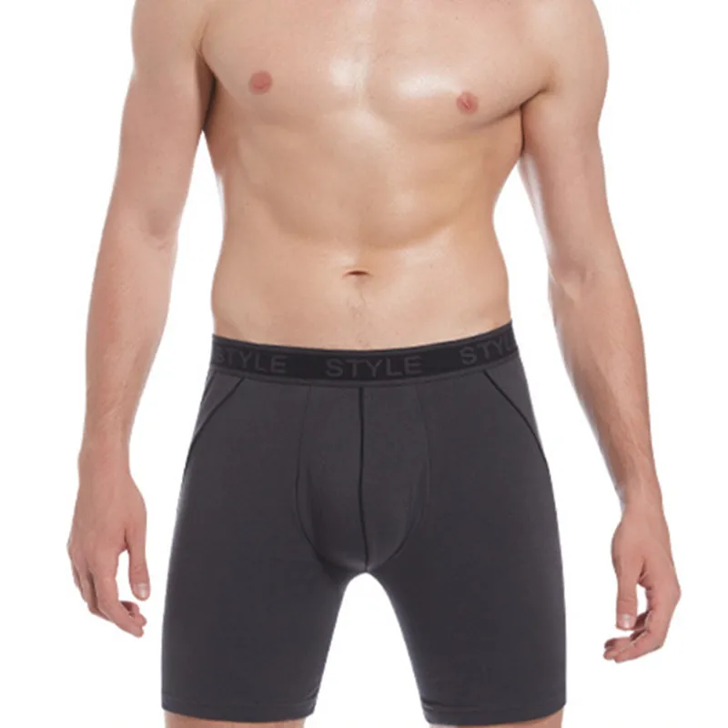 

Mens Underwear Boxers Shorts Cotton Panties Man Comfortable U Convex Pouch Long Leg Underpants Ropa Interior Hombre Plus Size