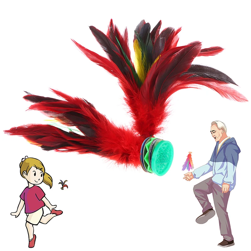 Feather Shuttlecock 5 Styles Colorful Feather Shuttlecock China Jianzi Foot Kick Hand Wheel Fancy Goose Feather Shuttlecock Fitness Entertainment
