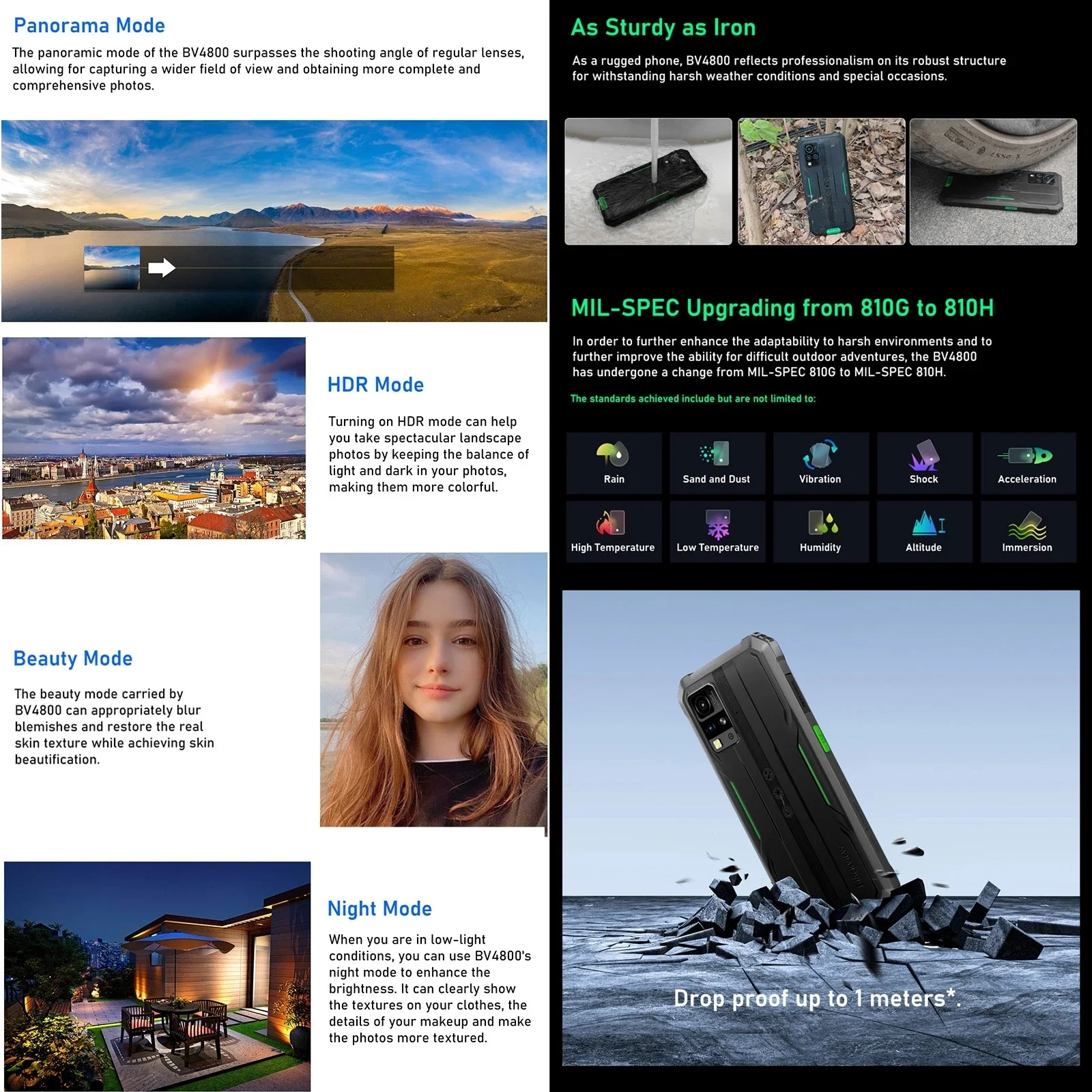 Blackview-Smartphone BV4800 resistente al agua IP68/IP69K, 3GB + 64GB, 5180mAh, Android 13, Helio A22, Quad Core, cámara de 13MP 4