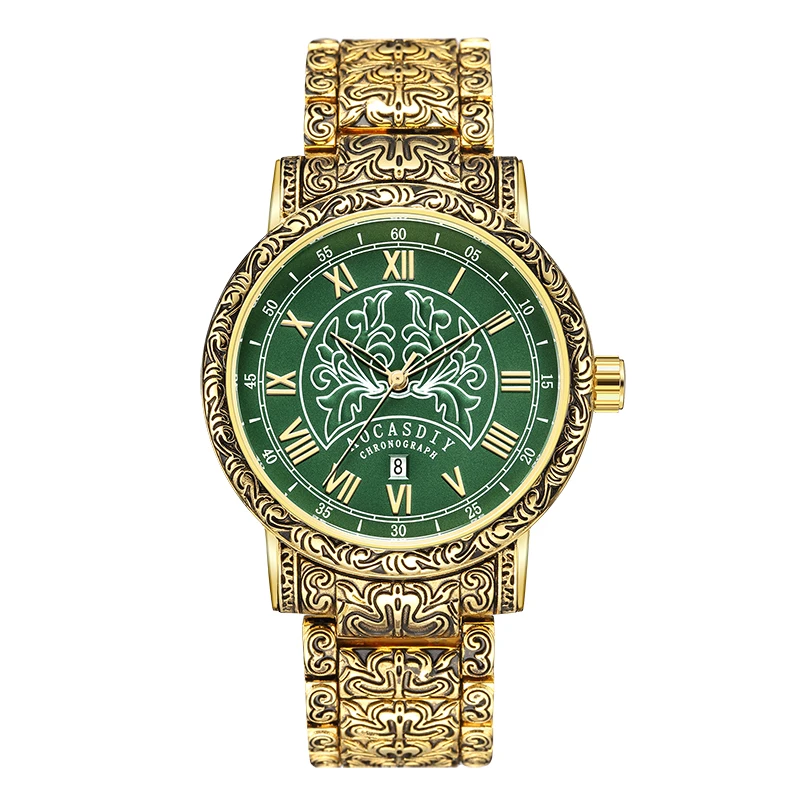 

New Style Retro Luxury Circular Men's Watch Classic Pattern Life Waterproof Joker Dial Quartz Watch