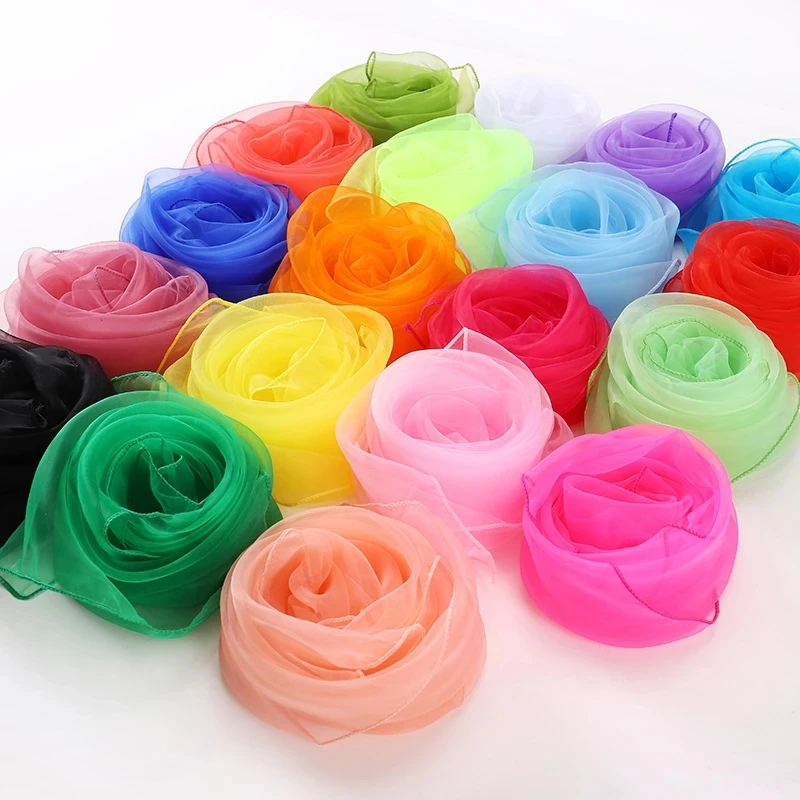 Sensory Scarves Multi-Colour 60cm Dance Sports Scarf Grils Sensory Square Movement Rhythm Band Scarves silk belly dance scarf