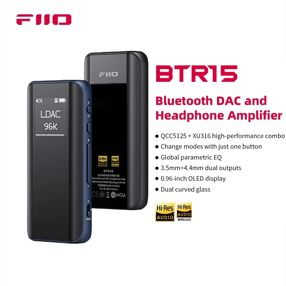 

FiiO BTR15 Bluetooth 5.1 Headphone Amplifier DSD256 Receiver LDAC/aptX Adaptive with 3.5mm/4.4mm