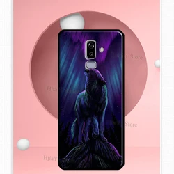 Wolf Galaxy Soft Cover Case - Animal Design Smartphone Protection for A6 Plus 2018 (DDD1220)
