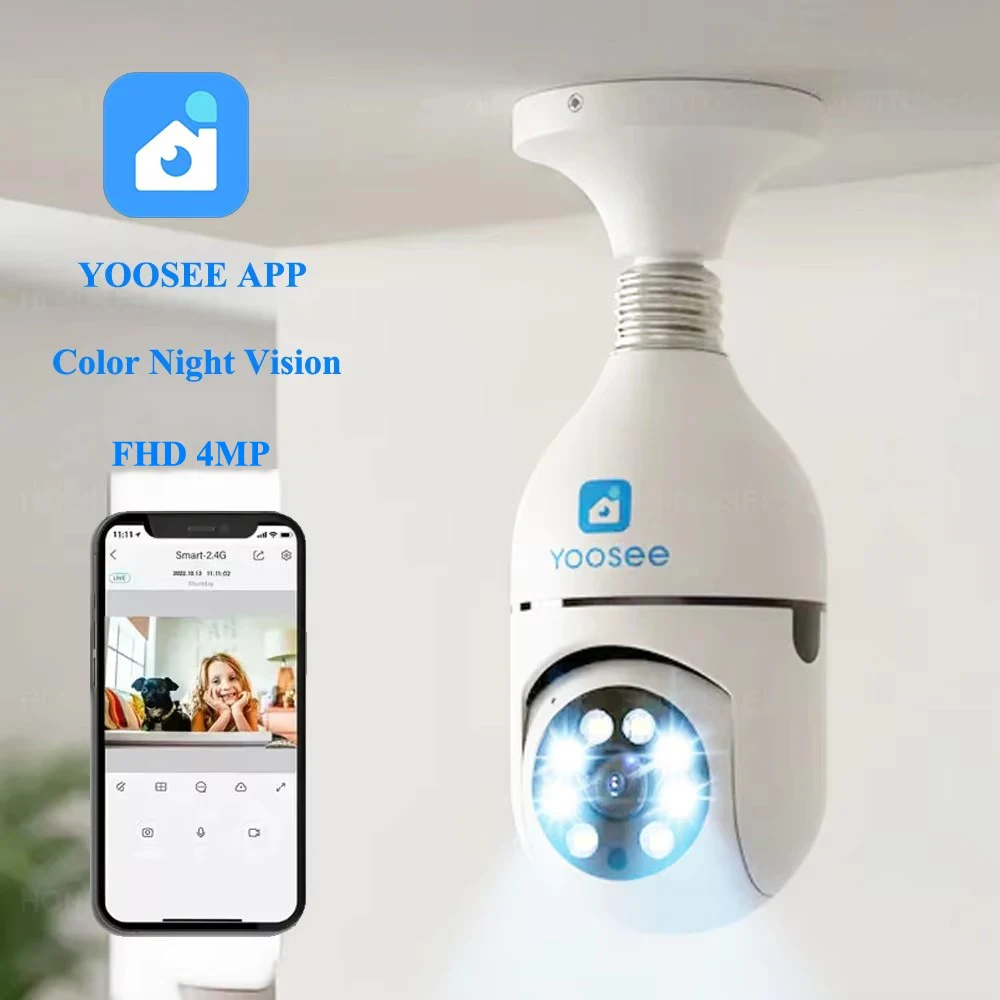YOOSEE FHD 4MP Wifi Bulb Camera Color Night Vision Wireless Security Camera Two Way Audio Auto Tracking Indoor PTZ Baby Monitor 1