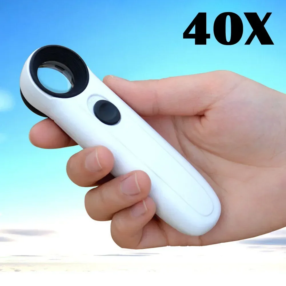 Jewelry Magnifying Glass 40x 3.5mm LED Light Magnifying Glass Loupe Handheld Microscope Magnifier Illuminated lamp for Circuit Boards Hallmarks Jewelry