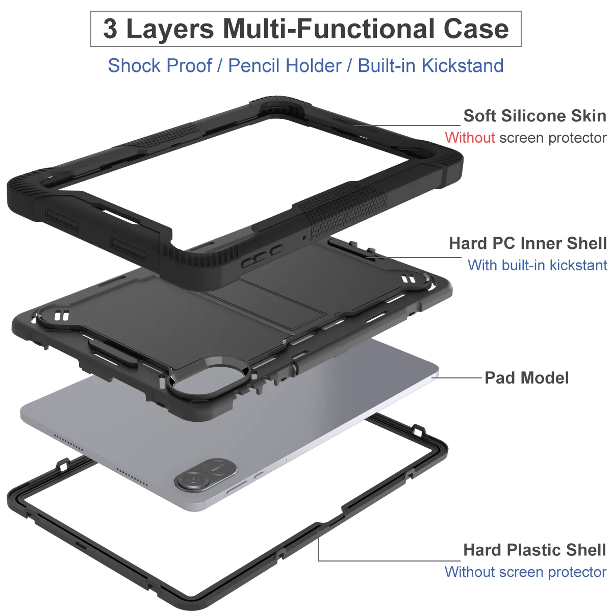 Durable Tri-Layer Kickstand Case with Shockproof Protection