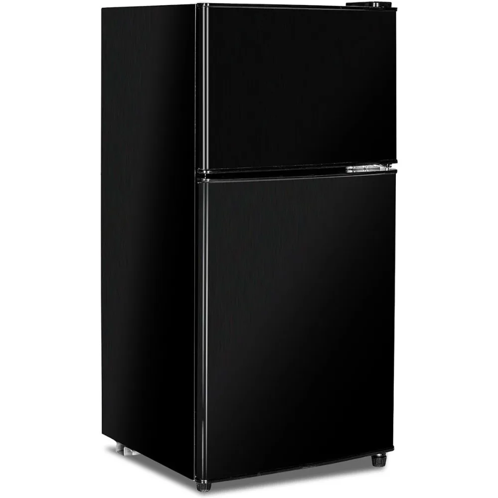 Compact Refrigerator 3.2 Cu Ft 2 Door Mini Fridge with Freezer for Apartment, Dorm, Office, Family, Basement, Garage-Black
