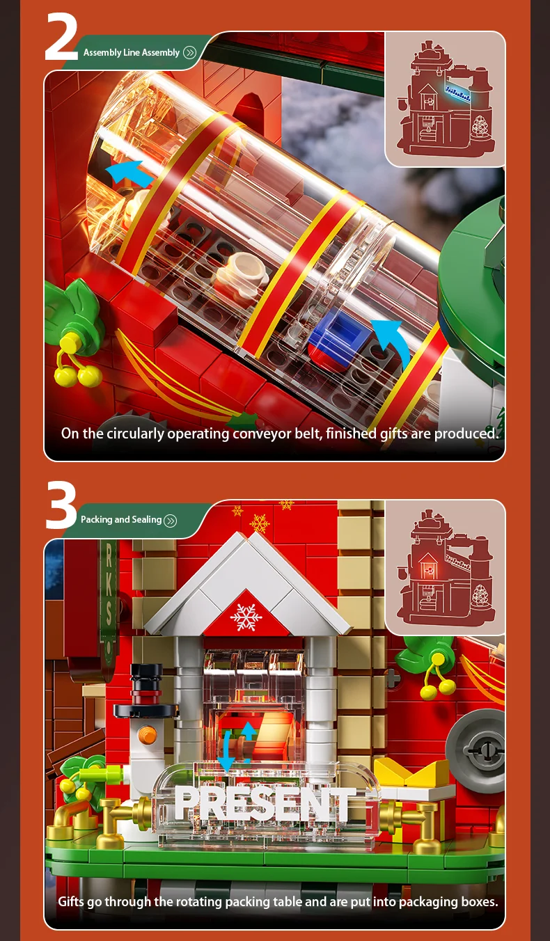 Weihnachtsbau-Bausteine-Set, 2782-teilig, Geschenke, Fabrik, DIY, Ornament, Modell, Lernspielzeug, Weihnachtsgeschenke für Kinder – Detail 4