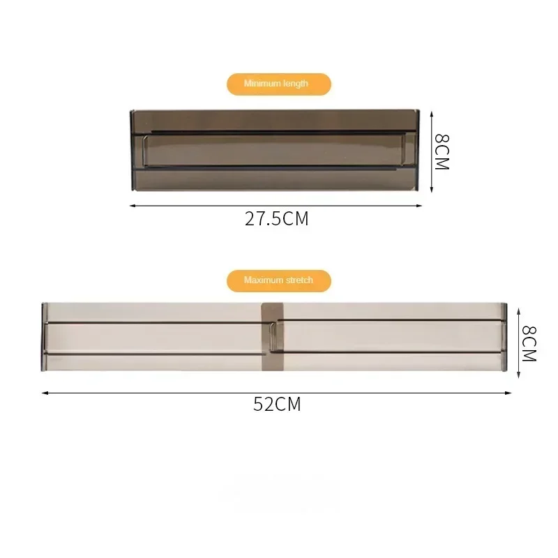 Drawer Dividers Organizers, Adjustable 8cm High Expandable from 27.5-52cm Kitchen Drawer Organizer, Clear Plastic 2