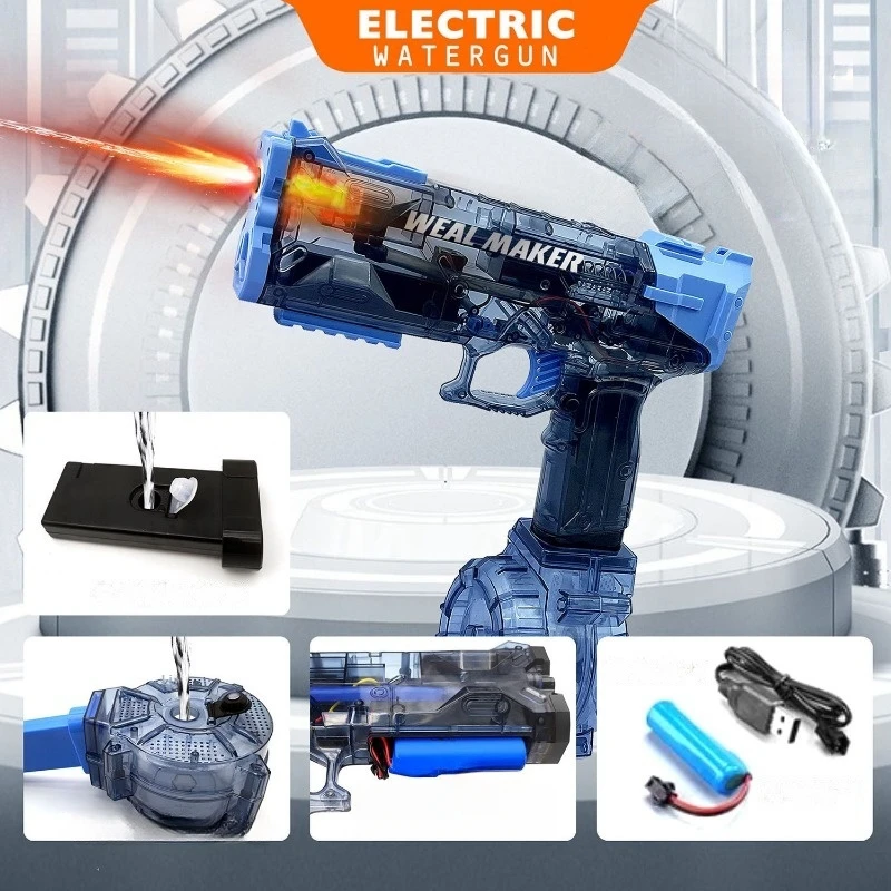 Simulated Flame Kids Electric Water Gun Sensor Lights High Pressure Automatic Watergun Children Summer Outdoor Beach Pool Toys 5