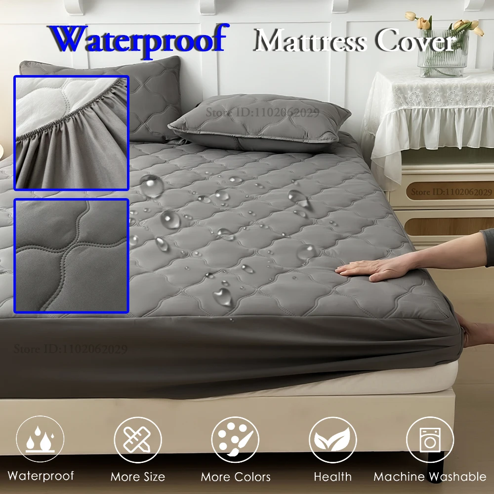 Waterproof Mattress Coverlets Elastic Band Protector Pads Bedspreads Cover Fitted Bed Sheets for Single/Double/King/Queen Bed 5