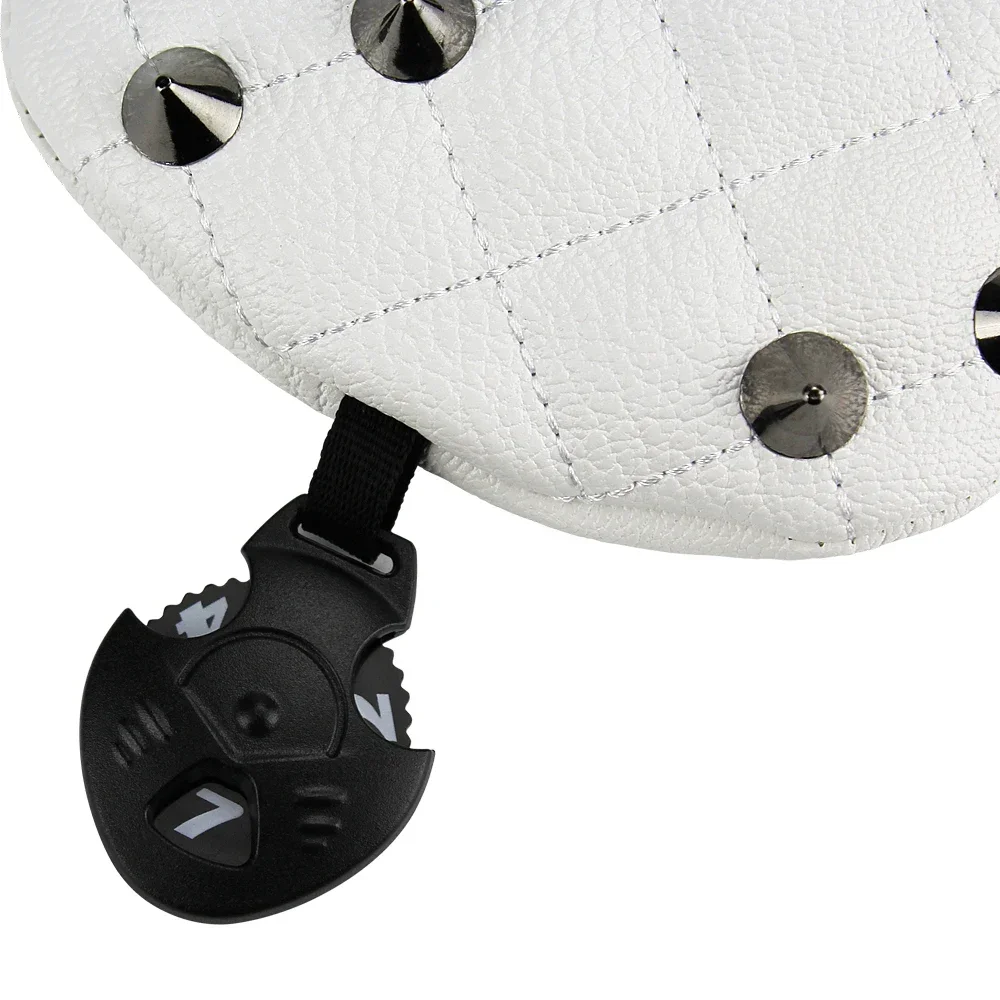 Rivets Golf Headcovers PU Leather Golf Wood Cover For Driver Fairway Hybrids 135UT Rescue Woods Clubs Head Protector