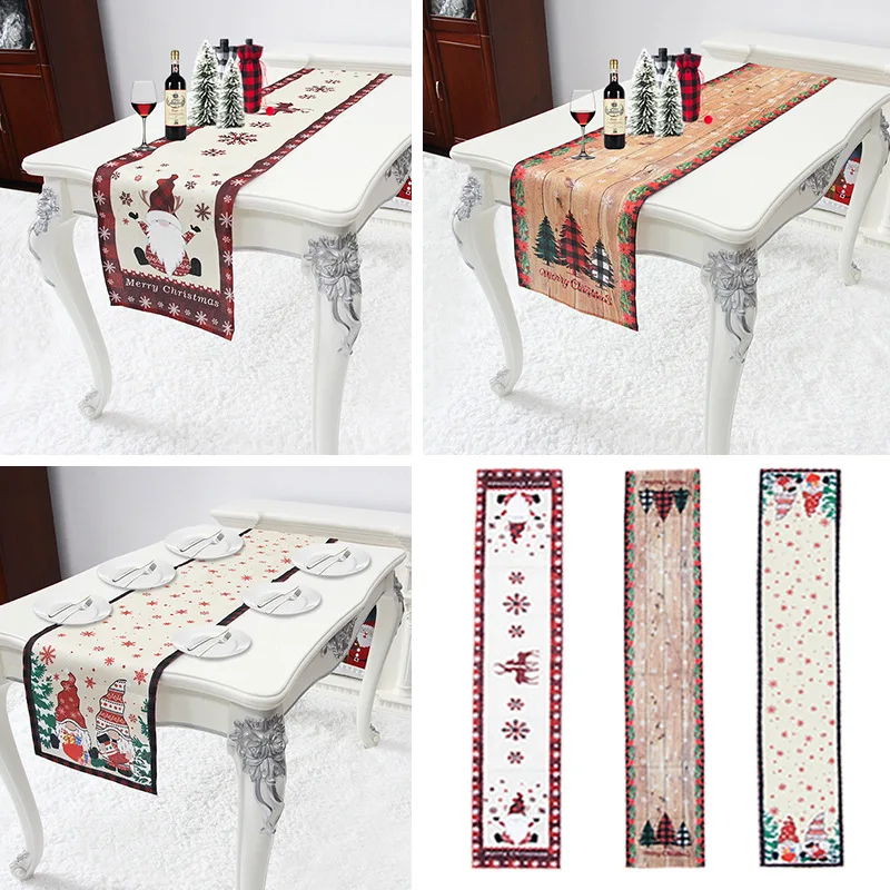

Christmas Decorations, Striped Table Flags, American Light Luxury Red Plaid Linen Tablecloth