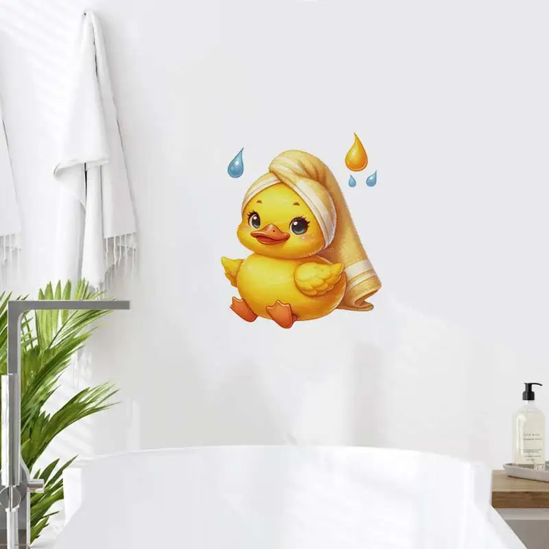 Wall Stickers Cartoon Cute Duck Bathroom Toilet Decor Living Room Cabinet Refrigerator Home Decoration Decals M991